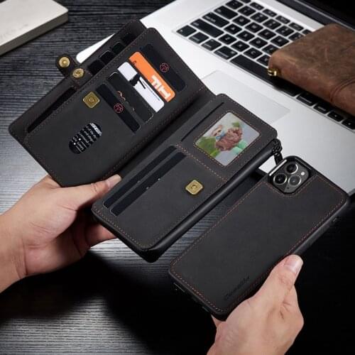 Wallet Flip Genuine Leather Case For Iphone 12 Pro Cover Multifunctional Wallet Phone Bag Cover for Iphone 12 11 Pro XR X XS Max