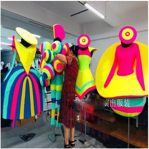 Colourful clown costume Nightclub stage show Shopping paradise dance troupe scenic parade performance clothing