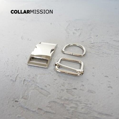 Metal buckle+adjust buckle+D ring/set) high quality plated metal buckle silvery 25mm webbing diy dog collars accessory