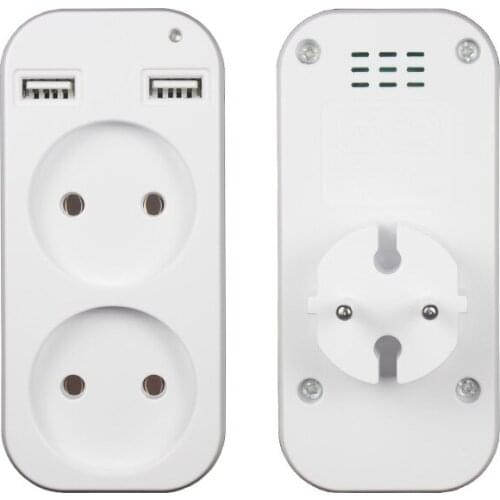 Multifunction EU Conversion Socket German style dual Wall socket with dual USB 5V 2A output, EU plug Adapter for Mobile phones
