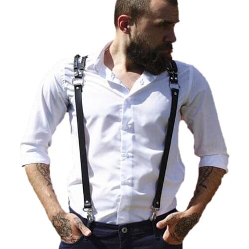 Men Leather Harness Y Suspenders Belt Sexy Punk Adjustable Body Chest Strap New