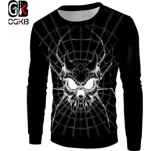 OGKB New Arrivals Men/Womens Print Spider 3d Sweatshirts Funny Hoodies Black Man Hiphop Streetwear Punk Long Sleeve Pullovers
