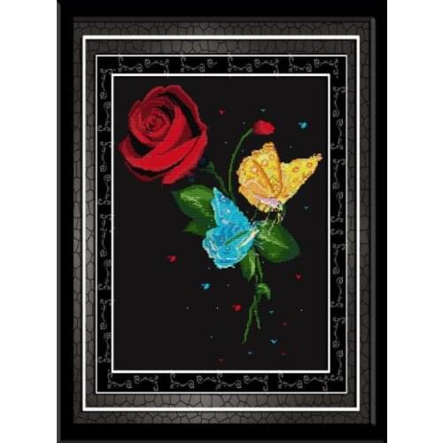 Love with butterflys cross stitch kit flower 18ct 14ct 11ct count printed canvas stitching embroidery DIY handmade needlework