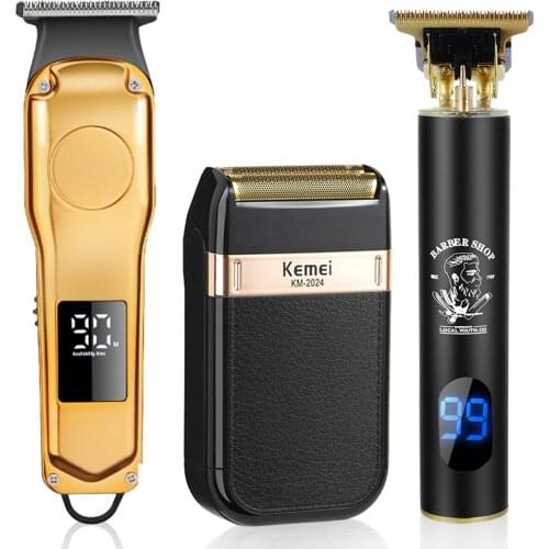 New Professional Barber Hair Clipper Mower Rechargeable Electric T-Outliner Finish Cutting Machine Beard Trimmer Cordless Shaver