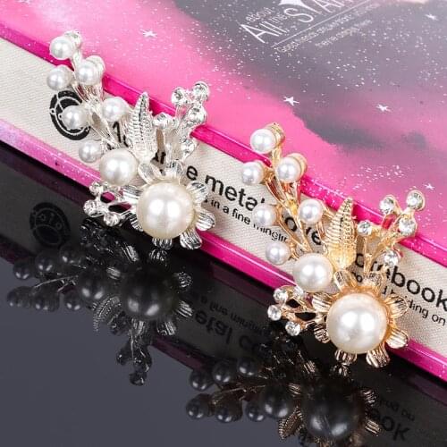 2019New 30Pcs Rhinestones Pearl Branch Leaves Button for DIY Bridal hair accessories or Shoes decoration ZJ441