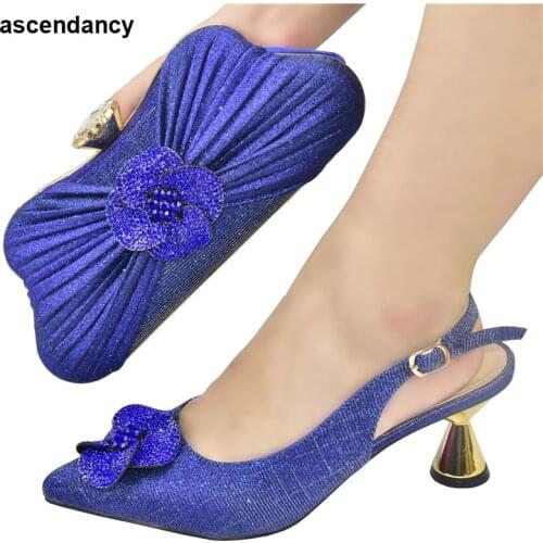 Latest Sales In Women Matching Shoe and Bag Set 2020 Spring Autumn Women Pumps Sexy Buckles High Heels Bags and Shoes Set