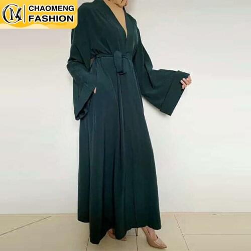 Latest Plain Simple Front Open Abaya Dubai Kaftan Cardigan Muslim For Women Robe Africaine Femme Caftan Turkish Islam Clothing