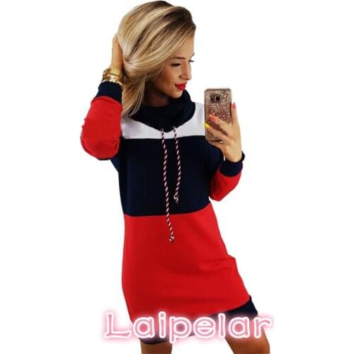 New Autumn Warm Winter Fashion Women Knitted Casual Long Sleeve Patchwork Sweatshirts Dresses Slim Mini Dresses Vestidos