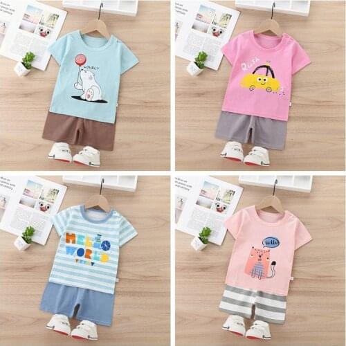 Baby Girls Clothing 2021 Baby Summer Clothes Baby Boy Set Children 100% Cotton Suit Kids Short-sleeve Two Piece Set