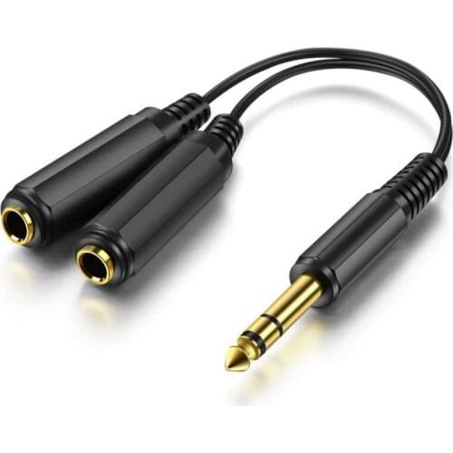 6.35mm ( 1/4" ) Stereo Male to dual 6.35 Female Y Splitter Adapter Cable 6.5mm to 6.5 mm Audio cable for Guitar Mixer Amplifier