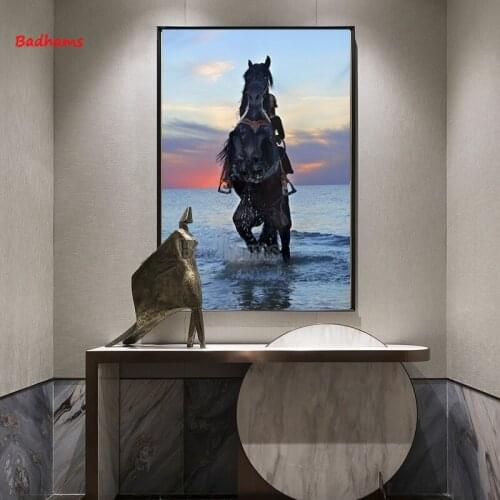 Poster Aesthetic Printing Canvas Frameless Painting Animals Horses Crossing The River Home Decoration Accessories Atmosphere