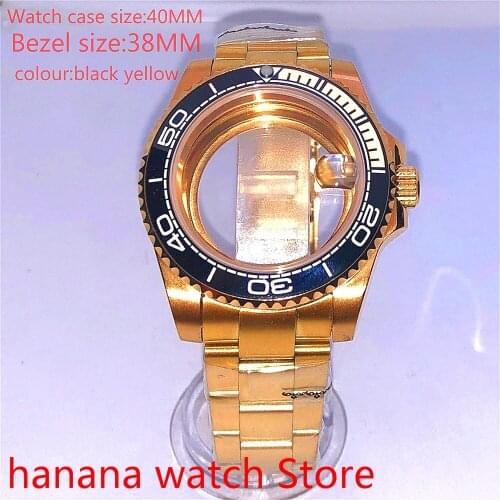 Suitable for NH35 36 Mingzhu2813 Miyata self-winding 40mm transparent back gold box series, with rotating bezel black yellow