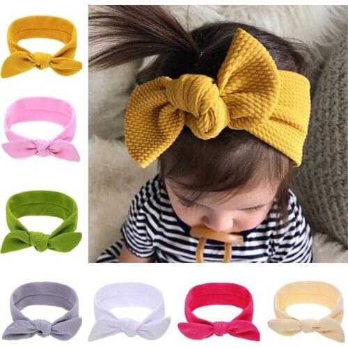 Baby girls headband accessories Infant hair bows Toddler top knot headwrap Nylon elastic headbands hairband turban HB371D
