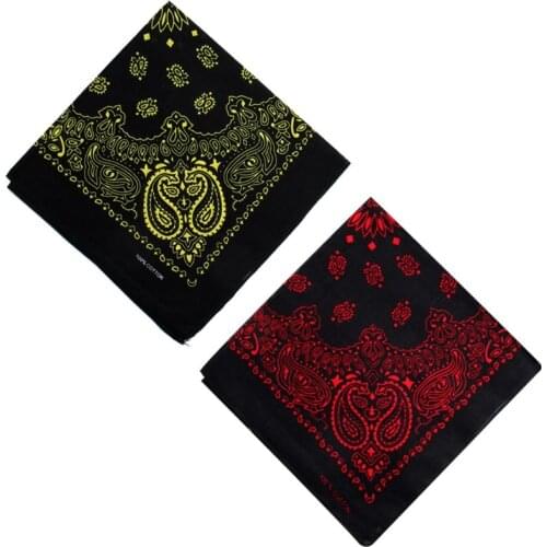 Unisex Cotton Square Bandanas Hip Hop Double Paisley Floral Print Headband Windproof Face Cover Cycling Sports Neck Tie Headwrap