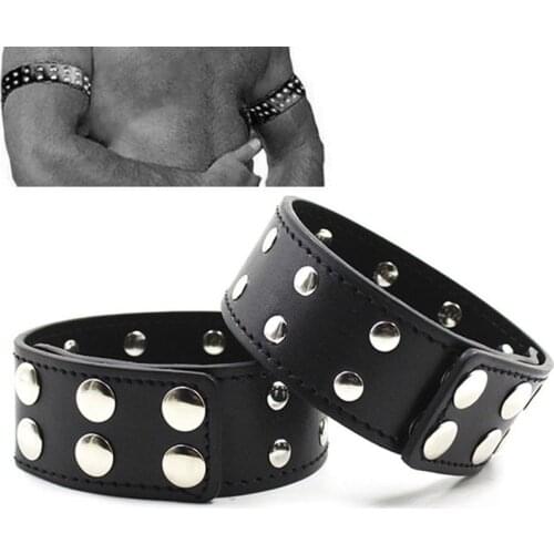 Sexy Mens Leather Arm Band BDSM Hand Restraint Upper Arm Cuff Harness Belt Fetish Snap Arm Belt Chest Strap Clothes Accessories