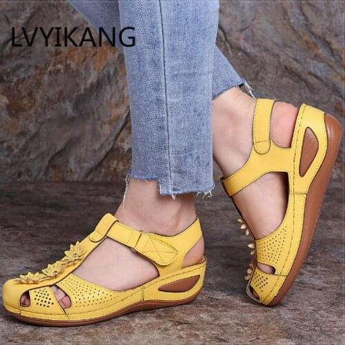 Women Sandals Plus Size 44 Wedges Shoes Woman Heels Sandals Chaussures Femme Soft Bottom Platform Sandals Gladiator Casual Shoes