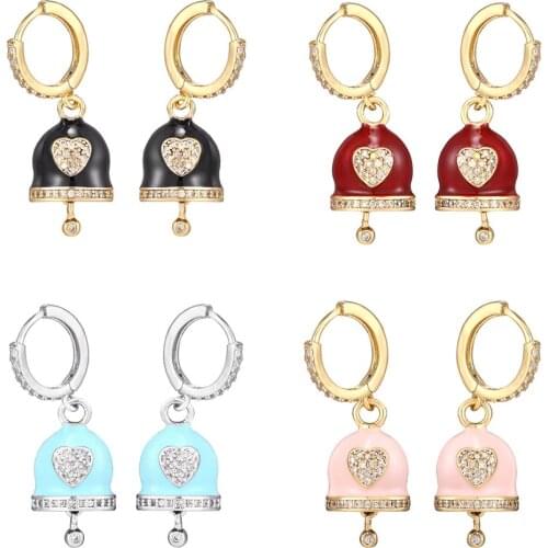 HECHENG 1pair colorful cz small bell earrings wholesale for women girls jewelry new fashion cute accessries