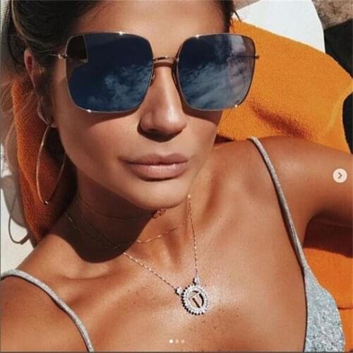 Metal Mirror Square Sunglasses Italy Brand Sun Glasses Vintage Shades Women Oversize Sqaure Frame Gold Black Sunglasses Men
