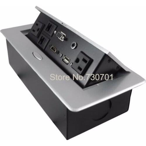 2019 Thin round panel USA video VGA USB desktop socket hidden in the furniture table