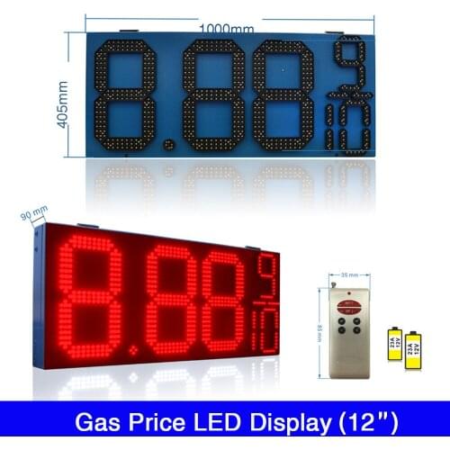 Custom made 12"inch Waterproof IP65 8.88 9/10 LED digital module Gas Price Iron box frame Red Green Yellow White Color