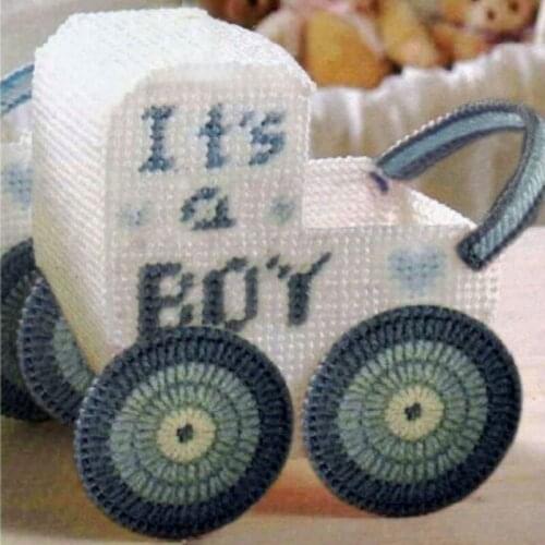 DIY Handmade 3D Cross Stitch Storage Box Clipping Three-dimensional Embroidery Home Decoration storage box "Its a boy"