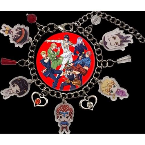 Original Acrylic Charm Jojo 'S Bizarre Adventure Anime Chain Bracelet For Women Student Girl Heart Pagoda Bead Lovers Gift