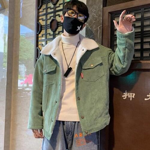 Winter Corduroy Jacket Men Thicken Warm Outwear Solid Oversized Coat Streetwear Hip Hop Fashion Brand Clothing Casual men Jacket