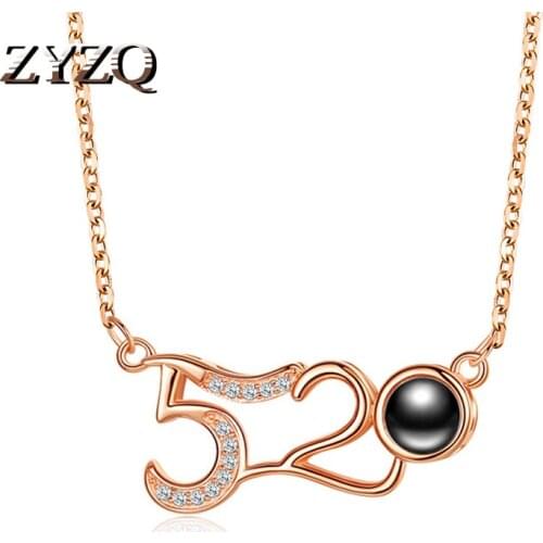 ZYZQ Sweet 520 Pendant Necklace for Women Simple Ins I Love You Clavicle Chain Valentines Day Gift Jewelry 2021