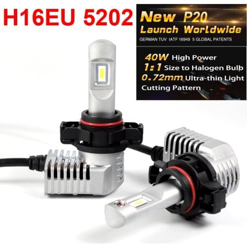 1 Set Super Bright MINI SIZE 5202 H16EU CSP CHIPS P20 Car LED Headlight All-in-one Turbo Fan 1:1 Front Bulb Lamp 45W 5200LM 6K