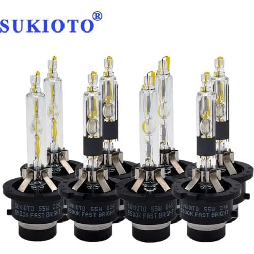 SUKIOTO 2PCS xenon D2S D4S D2R D4R hid bulb 55W 5500K Auto Headlights D2S D2R D4S D4R A5 A4L A8L camery front lights replacement