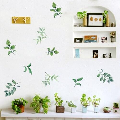 2020 Green Leaves DIY Wall Sticker Pastoral Style Plants for Living Room TV Sofa Background Decoration Home Nursery Mural Decals