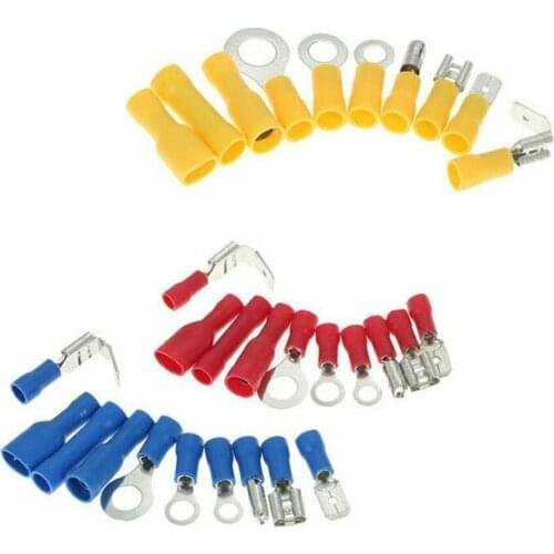 480PCS Insulated Cable Electrical Connector With Pin Terminals Electrical Wire Crimp Rolled Ring Spade Fork Kit