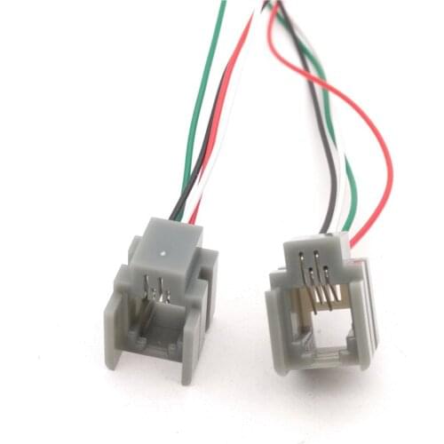50pcs/lot 4P4C RJ11 jack with cable Network Socket 4-core cable socket female 616M-4P4C 150mm
