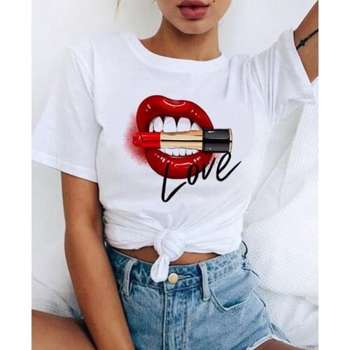 90s Graphic Rock Top Tees Female Tempting kiss T Shirt Women Harajuku Vintage T-shirt Fashion Queen Tshirt