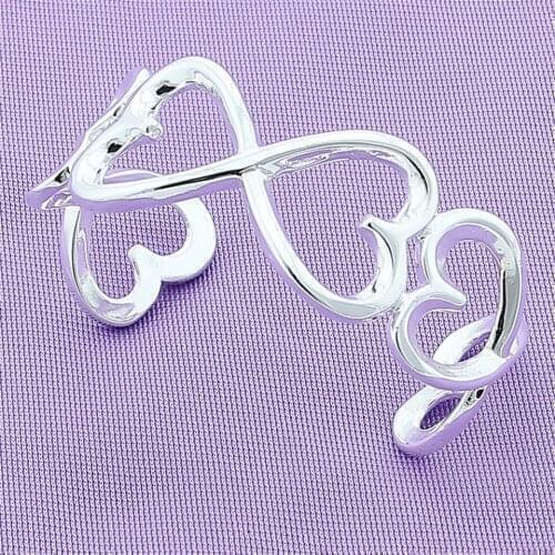 925 Sterling Silver Heart Bangle Bracelet For Women Wedding Engagement Fashion Charm Party Jewelry Gift