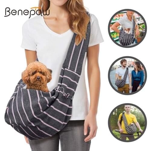 Benepaw Fashion Small Dog Carrier Comfortable Strong Safety Belt Adjustable Shoulder Strap Breathable Sling For Dogs Puppy Cats