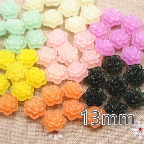 50pcs shiny resin flower Jelly color flatback cabochon for DIY craft wedding decoration craft