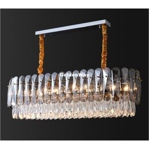 European Nordic Modern Top K9 Smokey Champagne Crystal Pendant Light Hotel Hall Living Room Dining Room 110-240V Home Decoration