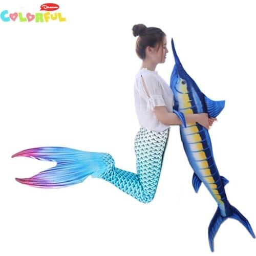 1PCS 100cm / 140cm Simulation marine animals plush stuffed toys, large blue marlin plush pillow, children toys, home decoration