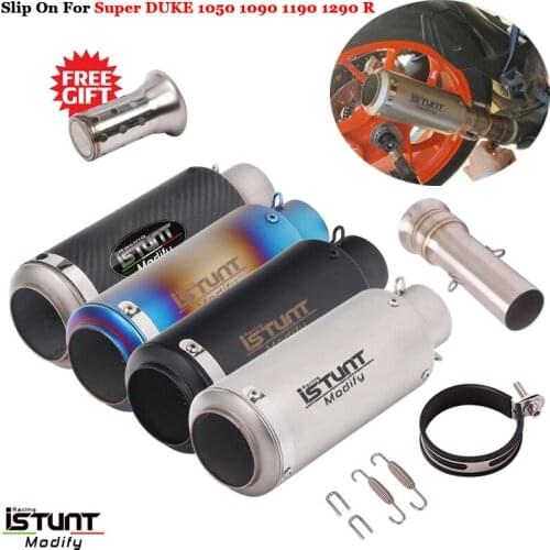 ISTUNT Motorcycle Exhaust Silencer Modified Escape Muffler Middle Link Pipe Slip on For Super DUKE 1050 1090 1190 1290 R