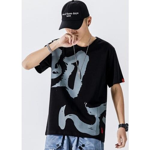 Kanji T Shirt Men 2021 Harajuku Hip Hop Short Sleeve Tees Casual Tops Streetwear Cotton T Shirts