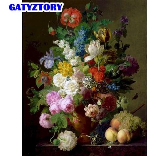 GATYZTORY Painting By Numbers For Adults Children Flower DIY Oil Coloring Paint by Number Landscape On Canvas Art Pictures