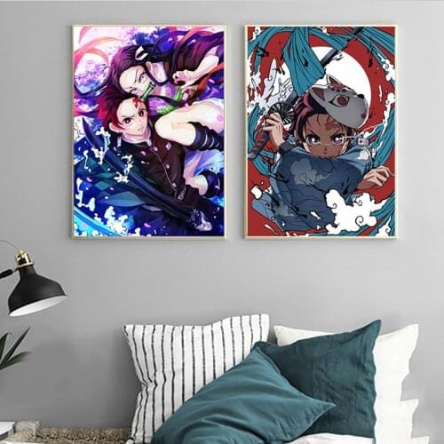 Demon Slayer: Kimetsu No Yaiba Tanjirou Nezuko Anime Manga Canvas Painting Wall Poster Pictures For Bedside Background Decor
