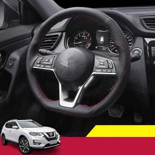 For Nissan X-trail X trail T32 2017-2019 Leather steering wheel cover Leather hand-stitched steering wheel cover car Accessories