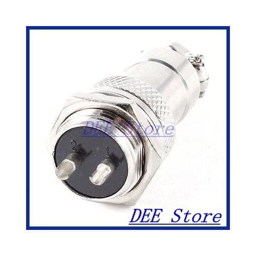Panel Mount Universal Aviation Connector Plug 16mm Dia Screw GX16 2Pin