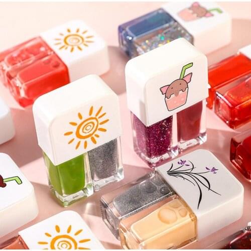 Manicure water-based bright scrub can tear Gemini nail polish two bottles set twin nail polish combination glitter nal art tools