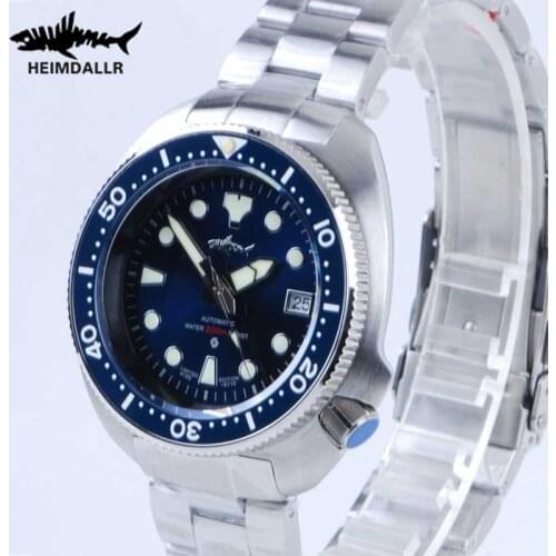 HEIMDALLR Mens Vintage Abalone Mechanical Watch Blue Sapphire Ceramic NH35A Automatic Watches 200M Waterproof Mechanical Watch