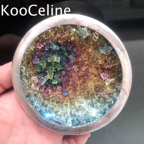 Natural Crystals Quartz Bismuth Ore Stones Specimen Bowl Shape Energy Reiki Room Office Aquarium Decoration Accessories Gemstone