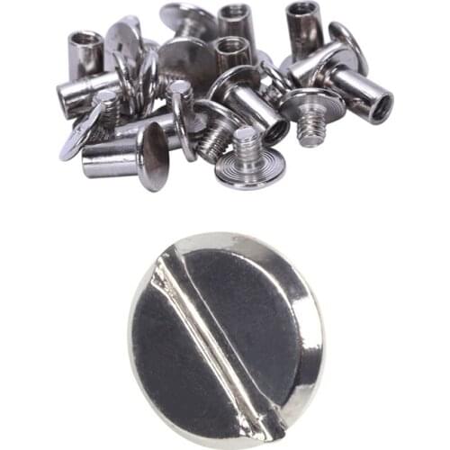 New 10Pcs Scrapbook 5Mm X 8Mm Nickel-Plated Binding Post Screw & 10 Sets Leather Belt 5 X 6 Mm Silver Screw Binding