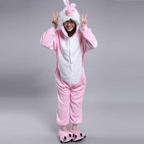 Kigurumi rabbit onesie Women combinaison pyjama adult Flannel warm pajama Whole onepiece animal pajamas kugurumi hooded onsie